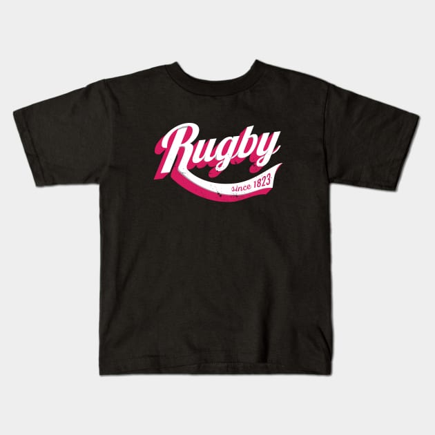 Cool rugby logo distressed Kids T-Shirt by atomguy